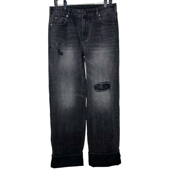 SER.O.YA Margot Cuffed Wide Leg Jeans Midnight Distressed NWOT Size 26 Revolve - Picture 3 of 12